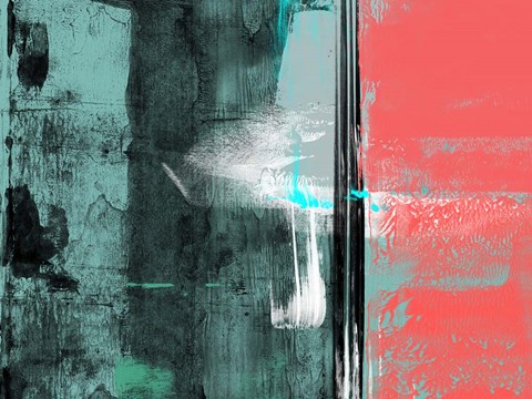 Framed Abstract Green and Orange Print