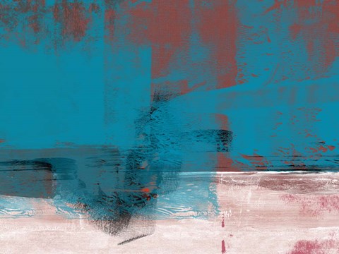 Framed Abstract Blue and Brown I Print