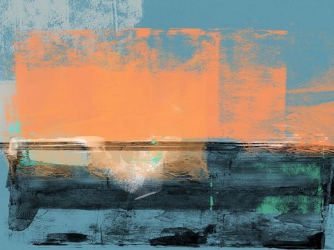 Framed Abstract Blue and Orange I Print