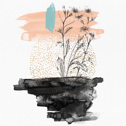 Framed Abstract Flower Art Composition I Print