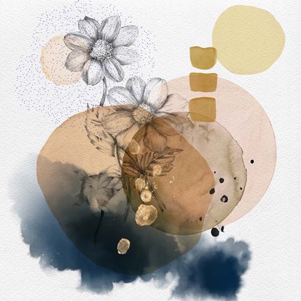 Framed Abstract  Flower Watercolor Composition Print