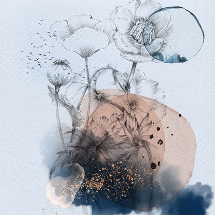 Framed Abstract  Flower Sunset Composition Print