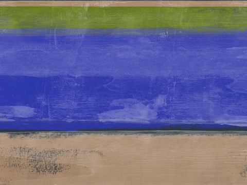 Framed Abstract Blue and Olive Print