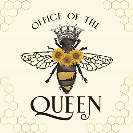 Framed Honey Bees &amp; Flowers Please IV-The Queen Print