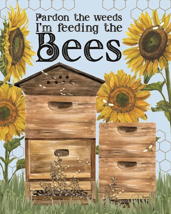 Framed Honey Bees &amp; Flowers Please portrait IV-Pardon the Weeds Print