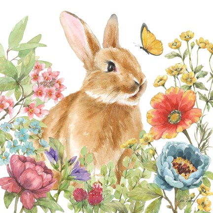 Framed Garden Bunnies V Print