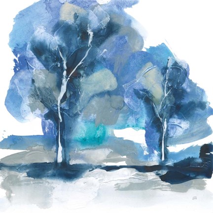 Framed Blue Impasto IV Print