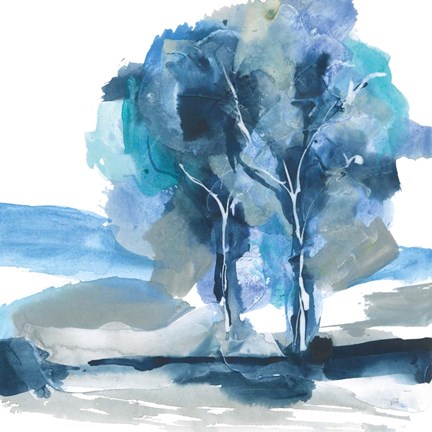 Framed Blue Impasto III Print