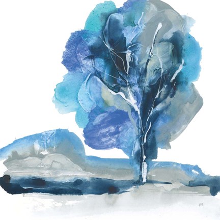 Framed Blue Impasto I Print