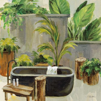 Framed Tropical Bath I Print