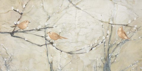 Framed Budding Pussy Willow with Birds Print