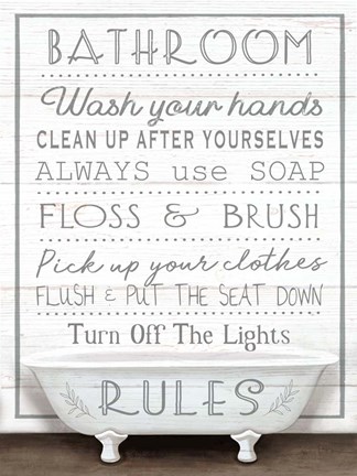 Framed Bathroom Rules Print