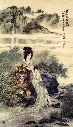 Framed Lady With Tiger Print