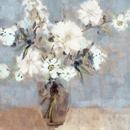 Framed Soft Blue Bouquet Print