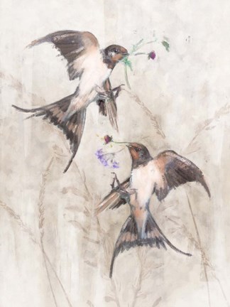 Framed Playful Swallows II Print
