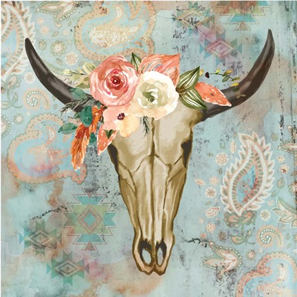 Framed Western Skull Print