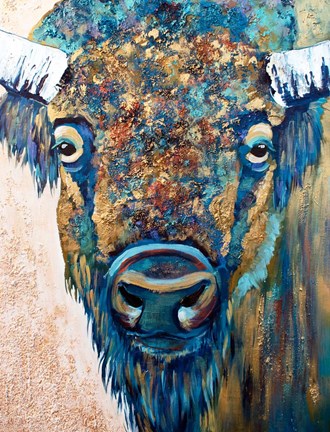 Framed Blue Bison Print