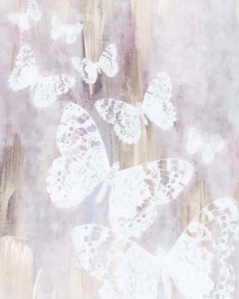 Framed Bright White Butterflies Print