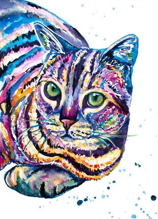 Framed Colorful Tabby Cat Print