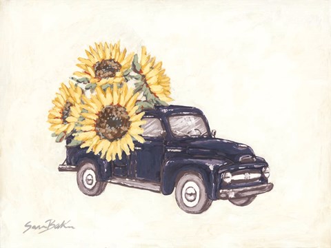 Framed Sunflower Farm Truck Print