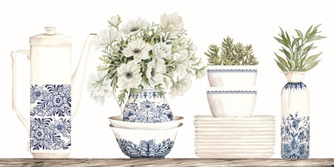 Framed Chinoiserie Shelf I Print