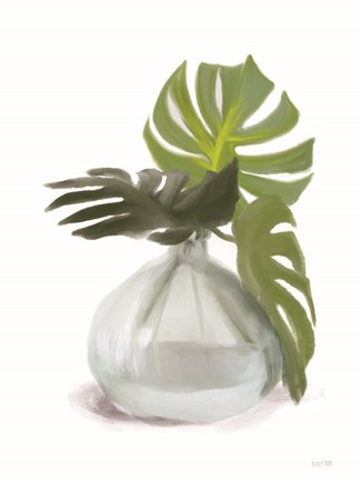 Framed Monstera Leaf Vase Print