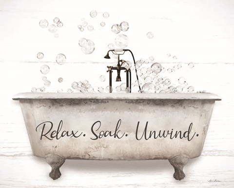 Framed Relax, Soak, Unwind Bathtub Print