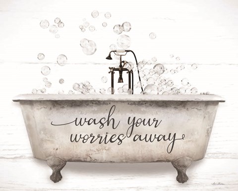 Framed Wash Your Worries Away Bathtub Print