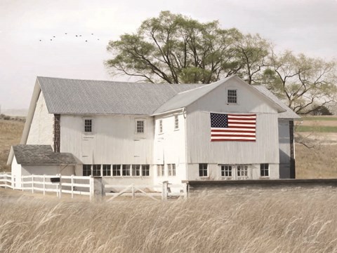 Framed USA Patriotic Barn Print