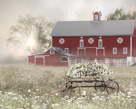 Framed Misty Meadow Barn Print