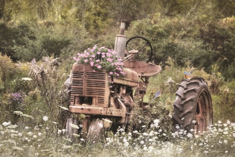 Framed Country Garden Tractor Print