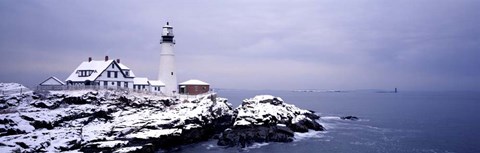 Framed Lighthouse Portland Harbor Print