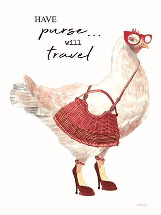 Framed Have Purse, Will Travel Chicken Print