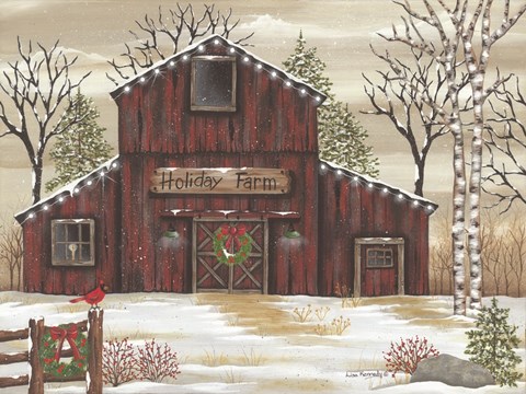 Framed Holiday Farm Barn Print