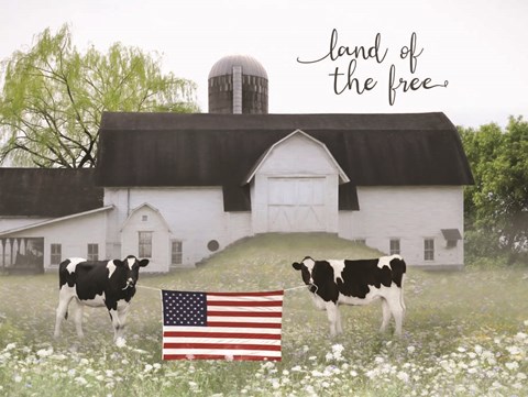 Framed Land of the Free Cows Print