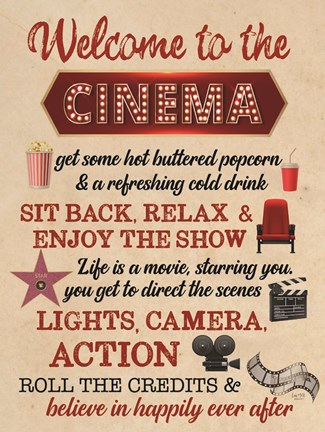 Framed Welcome to the Cinema Print