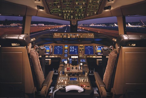 Framed Airplane - Boeing 777-200 Flight Deck Print