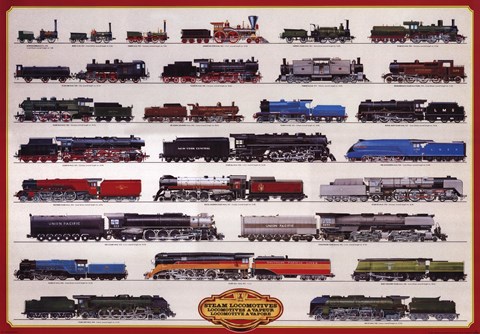 Framed Steam Locomotives Print