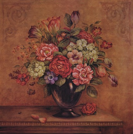 Framed Harmony with Reds II Print