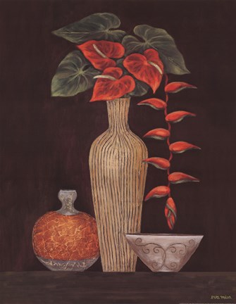 Framed Red Anthuriums Print
