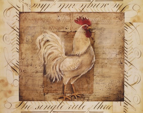 Framed Rustic Farmhouse Rooster I Print