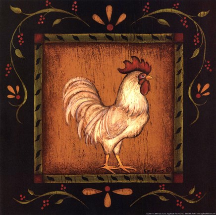 Framed Square Rooster Right Print