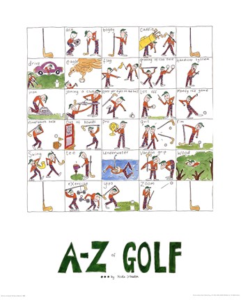 Framed A-Z of Golf Print