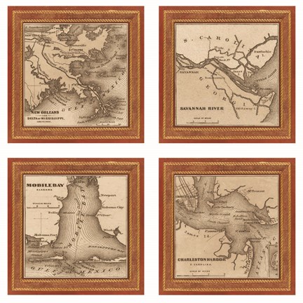 Framed Southern Harbors, 1860 Print