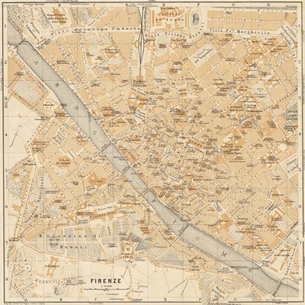 Framed Mapa Di Firenze, 1896 Print