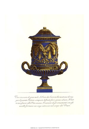 Framed Blue Urn I Print