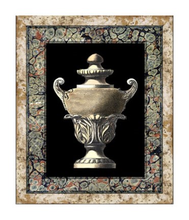 Framed Urn on Marbleized Background I Print