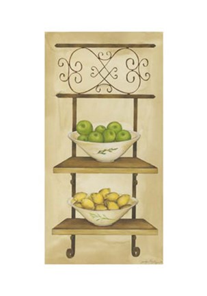 Framed Fruit with Wrought Iron I Print