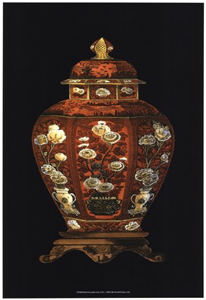 Framed Red Porcelain Vase (P) I Print