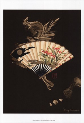 Framed Oriental Fan I Print